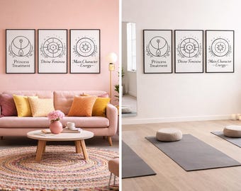 Digitalt nedladdningsbart set med utskrivbara väggkonstmotiv, feminin kraft