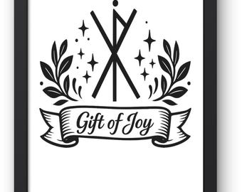 Utskrivbar väggkonst med glädjerunor – nordisk lyckosymbol, minimalistisk andlig dekor, direkt nedladdning