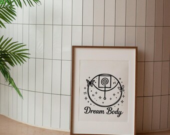 Drömkroppsrunor utskrivbara väggkonst – självdisciplinsymbol, fitnessmotivationsdekor, direktnedladdning