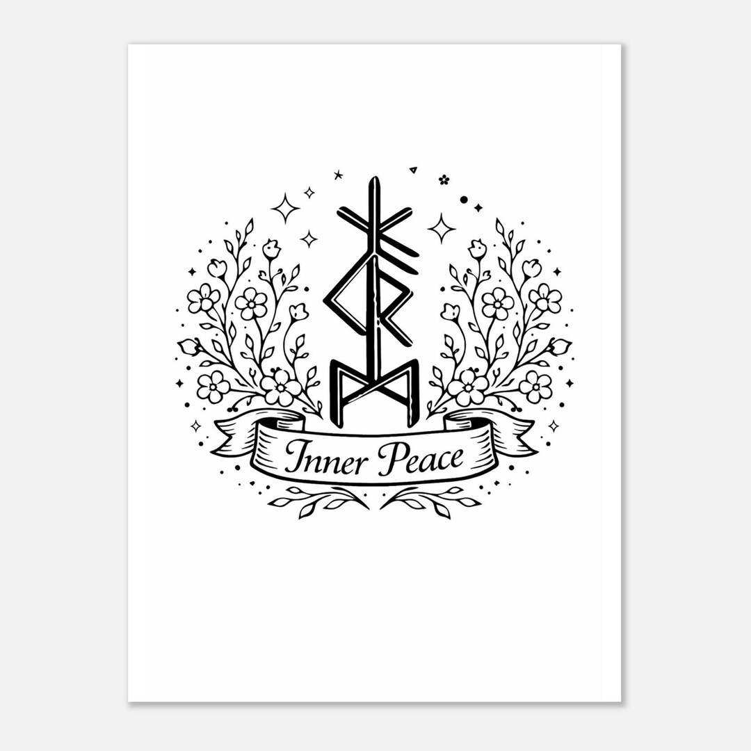 Inner Peace Rune Wall Art – Minimal Spiritual Feminine Poster, Nordic ...