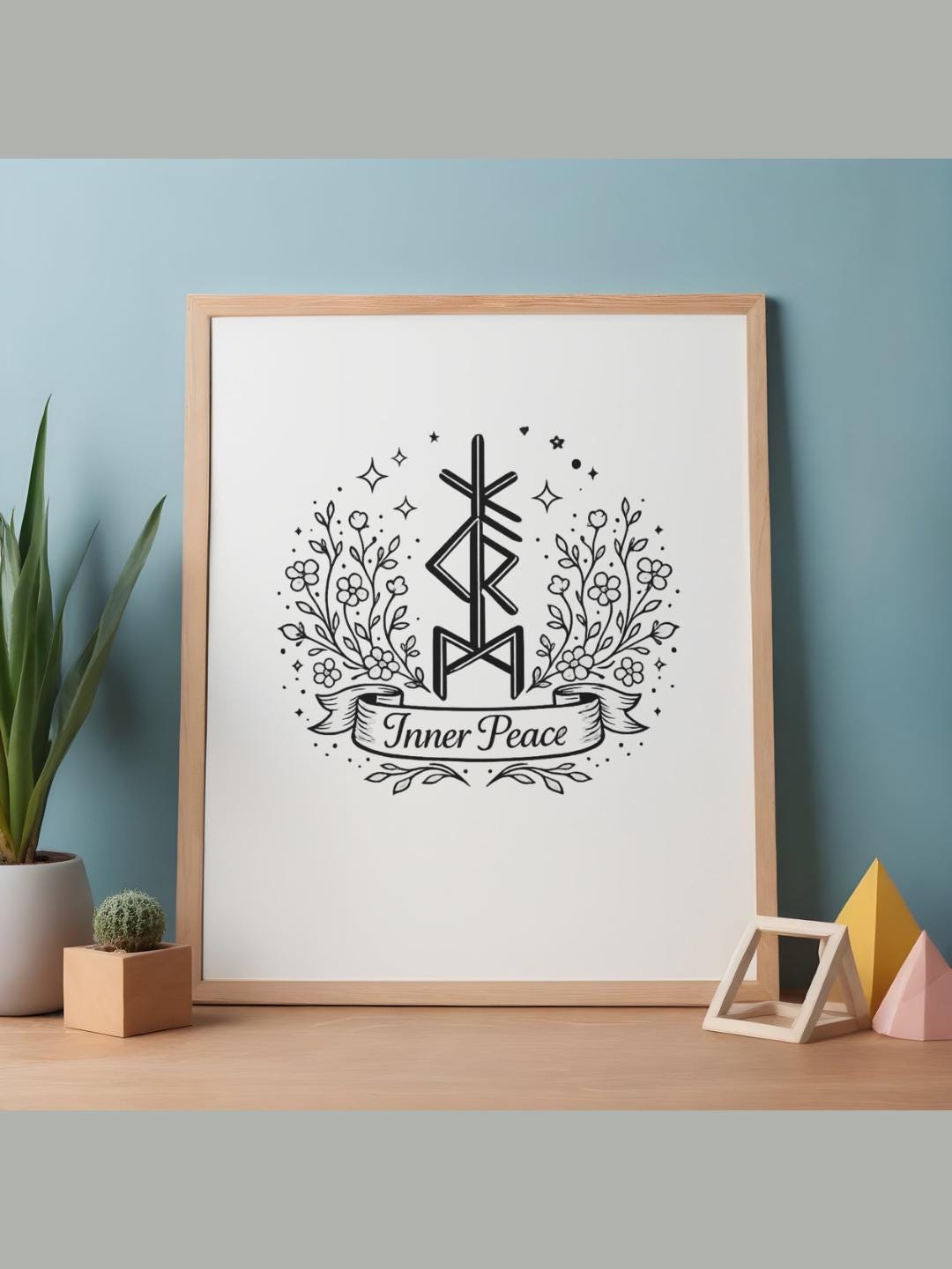 Inner Peace Rune Printable – Calm Energy Symbol, Minimal Spiritual Wall ...