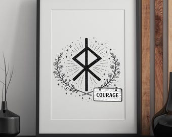 Utskrivbar väggkonst med modrunor – nordisk styrkesymbol, minimalistisk andlig dekor, direktnedladdning