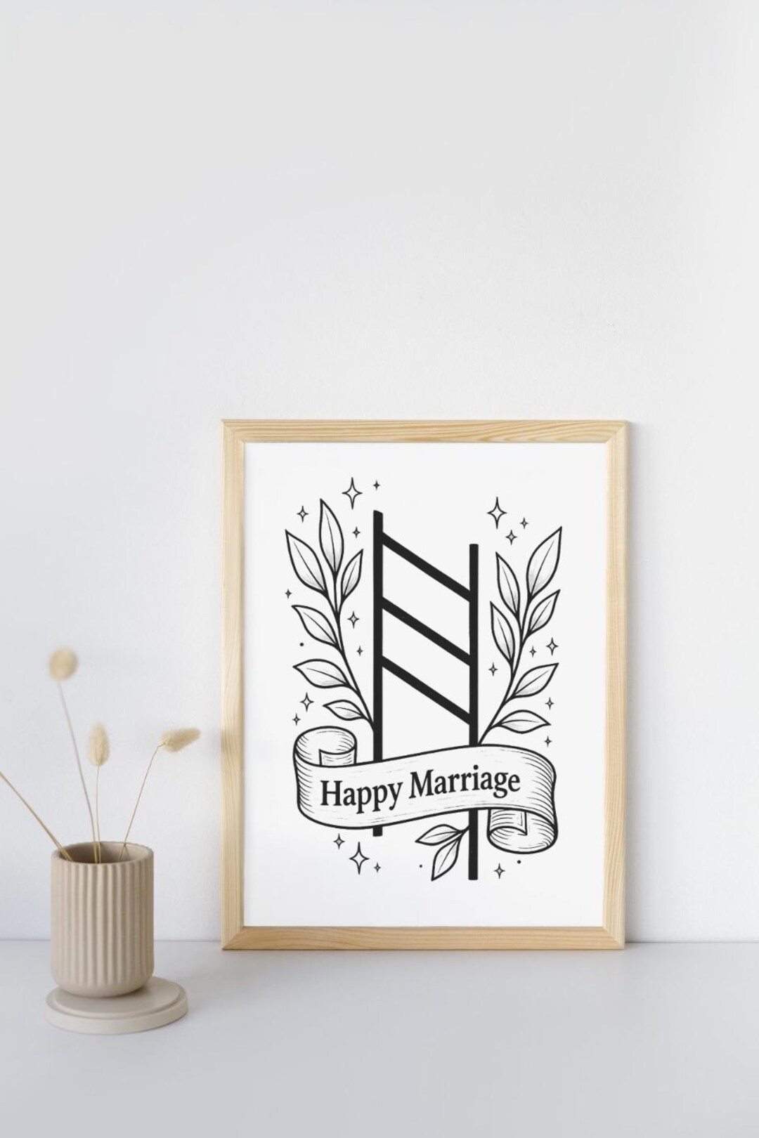 Happy Marriage Rune Printable Wall Art – Nordic Love Symbol, Minimal ...
