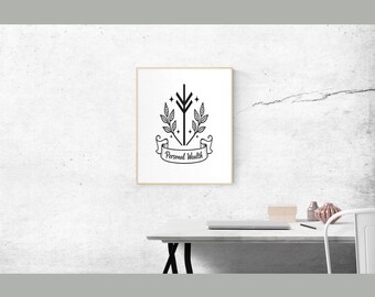 Utskrivbar väggkonst med runor för personlig rikedom – nordisk välståndssymbol, minimalistisk andlig dekor, direkt nedladdning