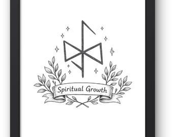 Utskrivbar väggkonst med runor för andlig tillväxt – nordisk transformationssymbol, minimalistisk andlig dekor, direkt nedladdning