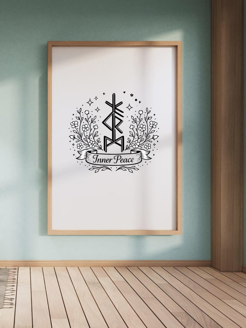 Inner Peace Rune Printable – Calm Energy Symbol, Minimal Spiritual Wall ...