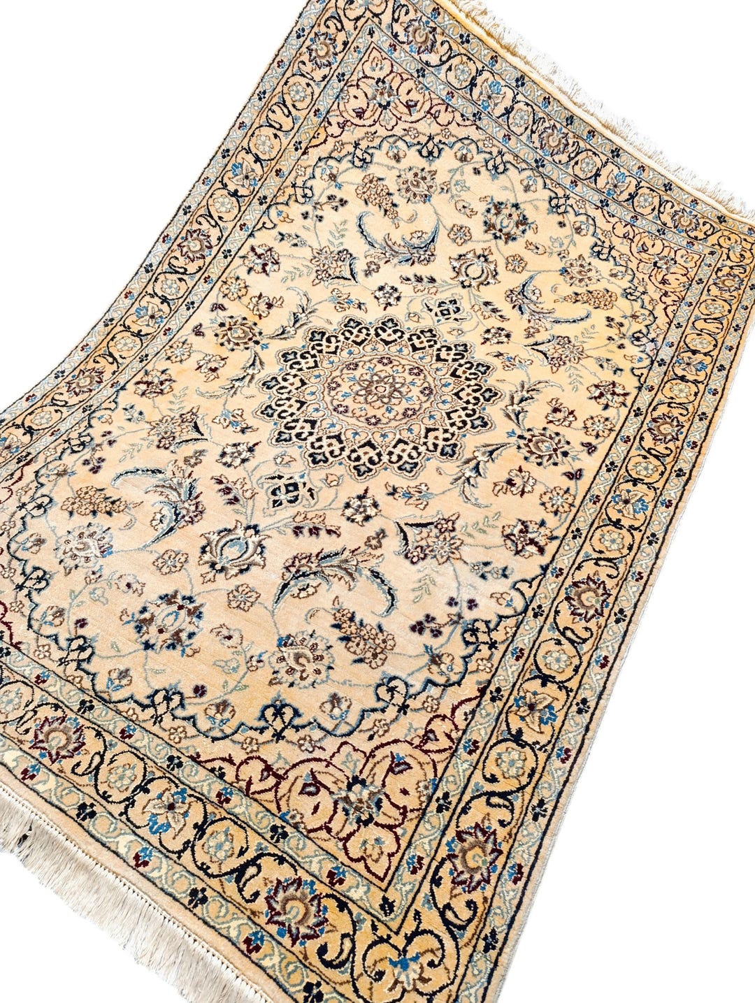 Handmade Wool Oriental Rug – Traditional Nain Style, Hand-knotted ...