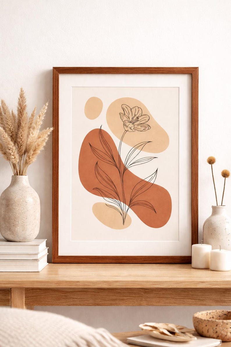Abstract Floral Line Art Print, Modern Boho Decor (digital Download) - Etsy