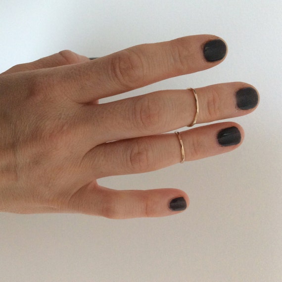 Items similar to 2 midi rings 14k gold filled above knuckle bands on Etsy