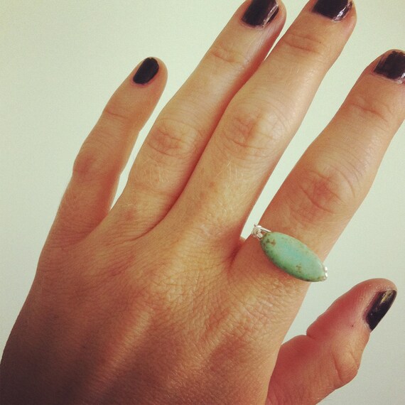 Items similar to Light turquoise color stone with silver ...