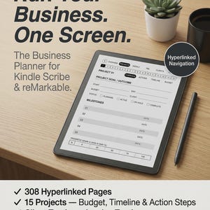 Business Planner for Kindle Scribe, reMarkable | Projects, Clients, P&L Tracker (Digital Download)