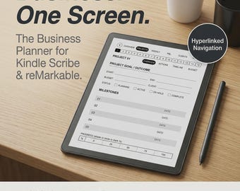 Planer biznesowy dla Kindle Scribe, reMarkable | Projekty, Klienci, Śledzenie zysków i strat (wersja cyfrowa do pobrania)