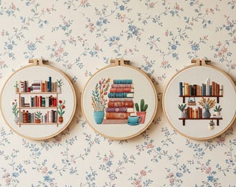 Bookshelf 3D Embroidery Stitch Craft , Book Embroidery Kit, Home Decor, HK-SFZ