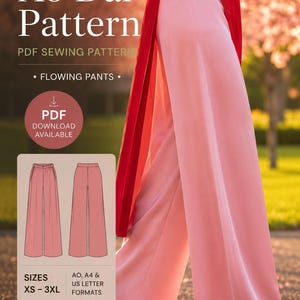 Modello digitale per pantaloni fluidi per Áo Dài / Istruzioni facili in formato PDF / Taglie XS-3XL (Download immediato)