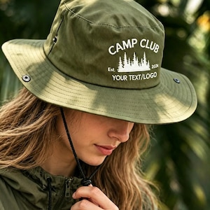 Custom Embroidered Bucket Hat: Personalized Outdoor Sun Hat, Text logo Bucket hat, Outdoor Fishing hat, Camping hat Summer hat Travel hat