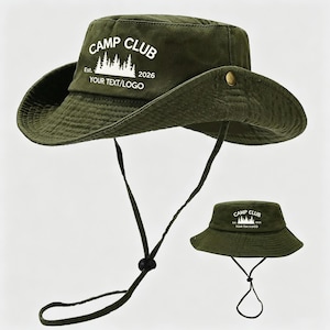 Custom Embroidered Bucket Hat: Personalized Outdoor Sun Hat, Text logo Bucket hat, Outdoor Fishing hat, Camping hat Summer hat Travel hat