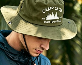 Personalized Embroidered Mens Bucket Hat, Custom Logo Hiking Cap,Fishing Gift for Men, camping, summer, travel, Father's Day Gifts