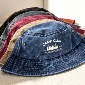 Embroidered Bucket hat, Personalized hat, Custom text logo Bucket hat, Vintage hat, Kids' Fisherman Hat, Bachelorette Gift Gift For Dad Mom image 9