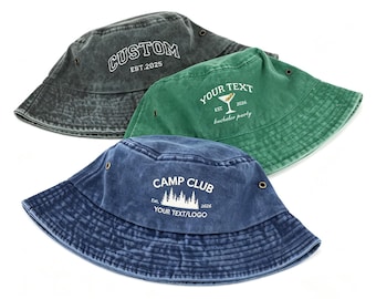 Custom Embroidered Bucket Hat: Personalized Outdoor Sun Hat, Text logo Bucket hat, Outdoor Fishing hat, Camping hat, Summer hat, Travel hat