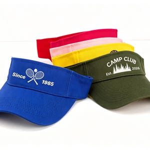 Custom Embroidered Visor, Beach Vacation Sun Hat, Personalized Text Name Monogram, Adjustable Casual Summer Visor for Women Men, Sports Cap