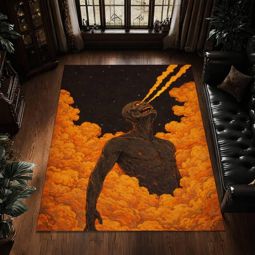 Dark Fantasy Area Rug, Demon Art Floor Rug, Horror Home Decor, Gothic ...