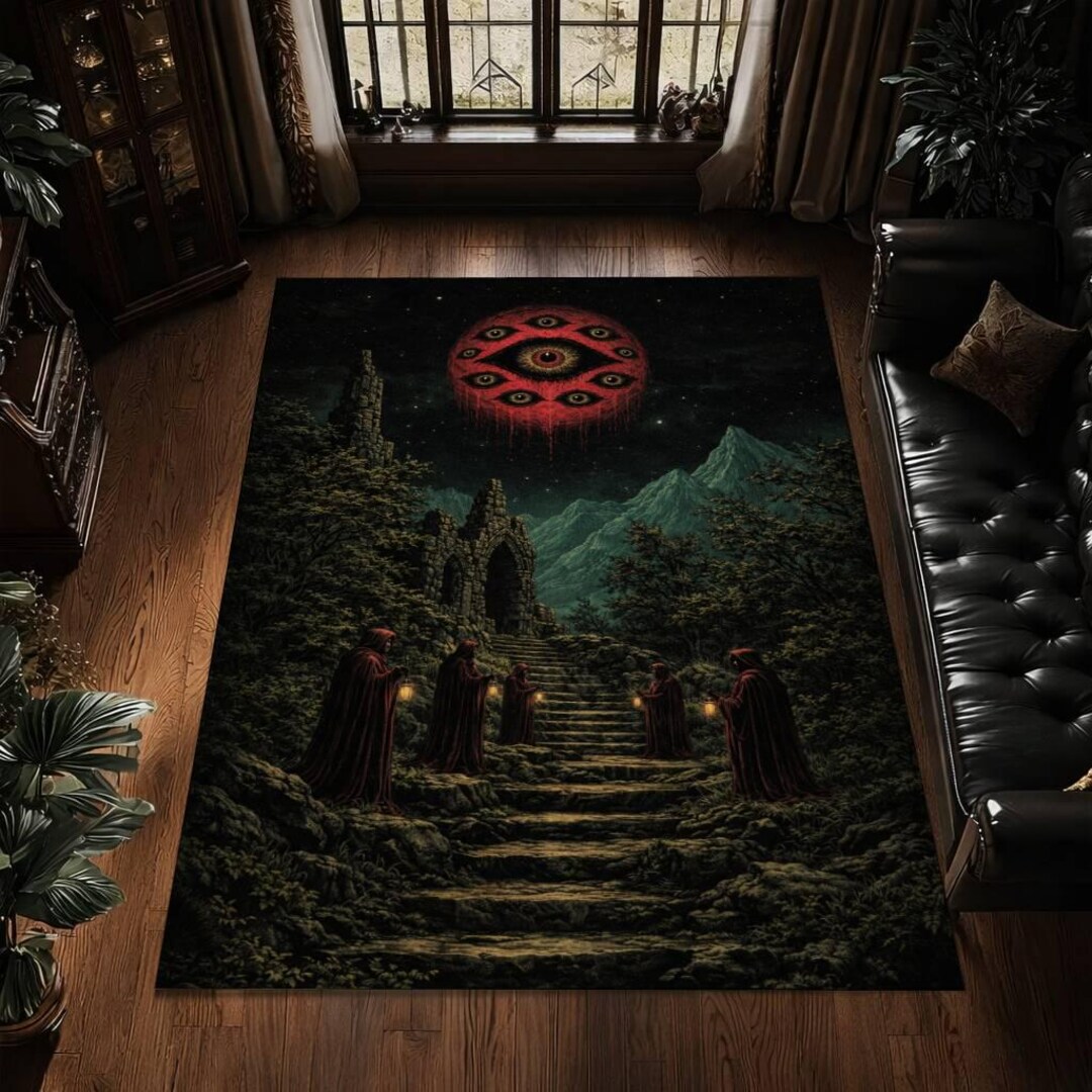 Dark Fantasy Area Rug, Gothic Floor Rug, Occult Home Decor, Mystical ...