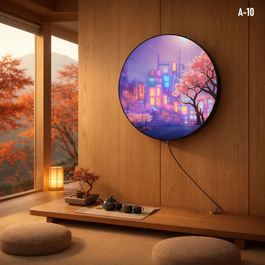 Sakura Tree Light Box, Japanese Style Wall Panel, Custom Lighted Wall ...