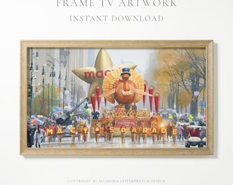 FRAME TV Thanksgiving Macy's Day Parade Artwork | Vintage Style Painting, Instant Download