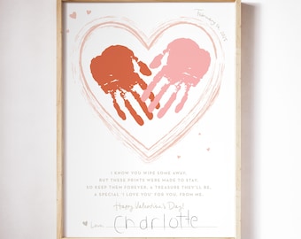 Valentine Handprint Craft, Printable | Gift for Parents, Grandma, Mom, Dad from Kids, Baby, Toddler, School Keepsake, Instant Download