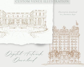 Custom Digital Venue Illustration, Wedding Venue Sketch, Church Illustration, Invitation Artwork, Digital Download Artwork