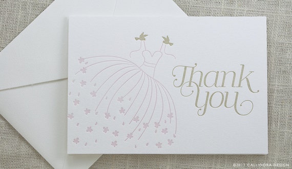 Gracias floral two color letterpress thank you card box set of 6