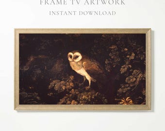 Vintage Fall Owl Art for Samsung Frame TV (Digital Download) | Antique Art Download