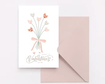 Valentine Fingerprint Craft, Printable Card | Card from kid for Parents, Grandma, Mom, Dad, Baby, Toddler, School Keepsake, Instant Download