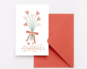 Valentine Fingerprint Craft, Printable Card | Card from kid for Parents, Grandma, Mom, Dad, Baby, Toddler, School Keepsake, Instant Download