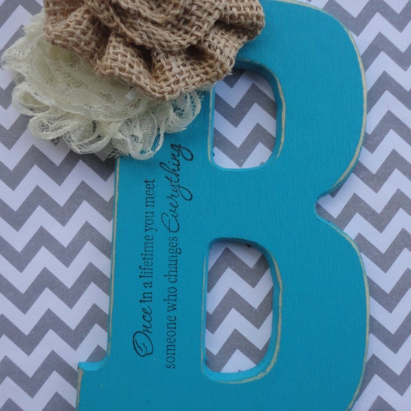 Rustic burlap and lace wedding cake topper