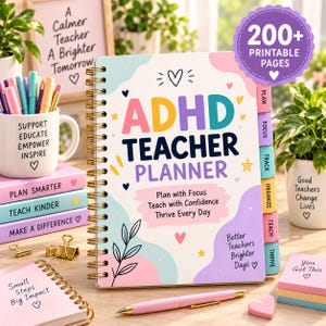 ADHD Teacher Planner Bundle | 200+ Pages, US Letter, 8x10 PDF (Digital Download)