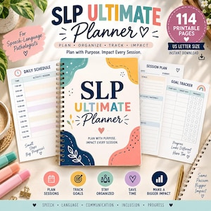 Speech Therapy Caseload Planner, SLP Data Tracker, IEP Progress Monitoring Printable
