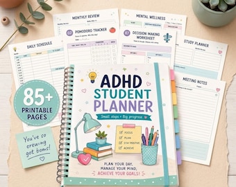 ADHD Student Planner Bundle | 85+ Printable A4 Pages (Digital Download)