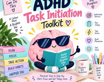 ADHDタスク開始ツールキット｜実行機能プランナー（印刷可能）｜ADHD生産性ワークシート