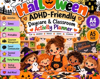 Halloween Activity Planner for Preschool & Daycare, Printable Worksheets (Digital Download)