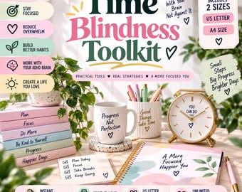 Time Blindness Planner Printable, Time Management Planner, Productivity Workbook