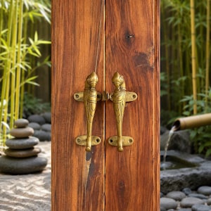Brass Fish Door Handles for Main Door, Decorative Double Door Pull Handles, Antique Gold Entry Door Hardware, Luxury Wooden Door Handle Se