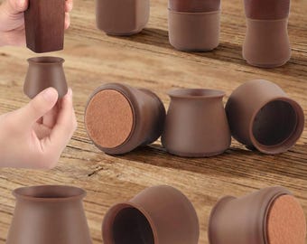 16 tapas de silicona para patas de muebles con fieltro: protectores de suelo antideslizantes