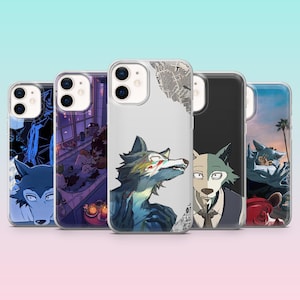May include: A collection of five clear phone cases, each featuring a unique anime-style illustration of a wolf character. The designs vary in color and style, with some showcasing detailed scenes and others focusing on character portraits.