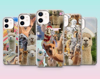 Funda para teléfono con diseño de alpaca kawaii para iPhone 17Pro, 16, 15, 14, 13, 12, Samsung S26, S25, S24, S23Fe, A16, A56, Pixel 10, 9Pro, 8
