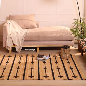 Geruit hennep vloerkleed – Natuurlijk handgemaakt geometrisch kleed, hennep dhurrie loper, kleed op maat, boho woondecoratie