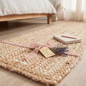 Handwoven Jute Hallway Runner – Natural Fiber, Sustainable Farmhouse Decor, Custom Size Rug