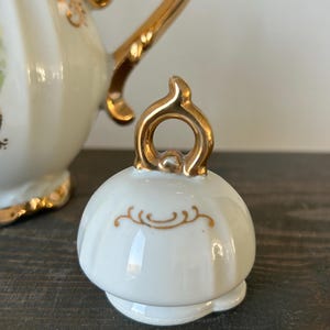 Vintage Victoria Porcelain Tea Set – Gold Gilded Teapot Creamer Sugar Bowl – European Romantic Scene (small) image 9