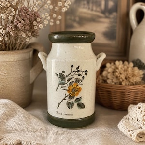 Rustik vintagevas i keramik | Botanisk lantlig kruka | Cottagecore-dekor