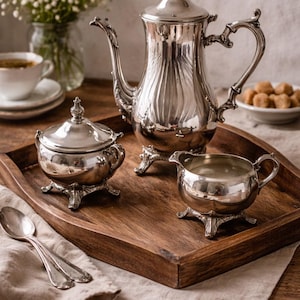 Vintage Wm. Rogers verzilverde koffieset | Koffiepot, suikerpot, melkkannetje